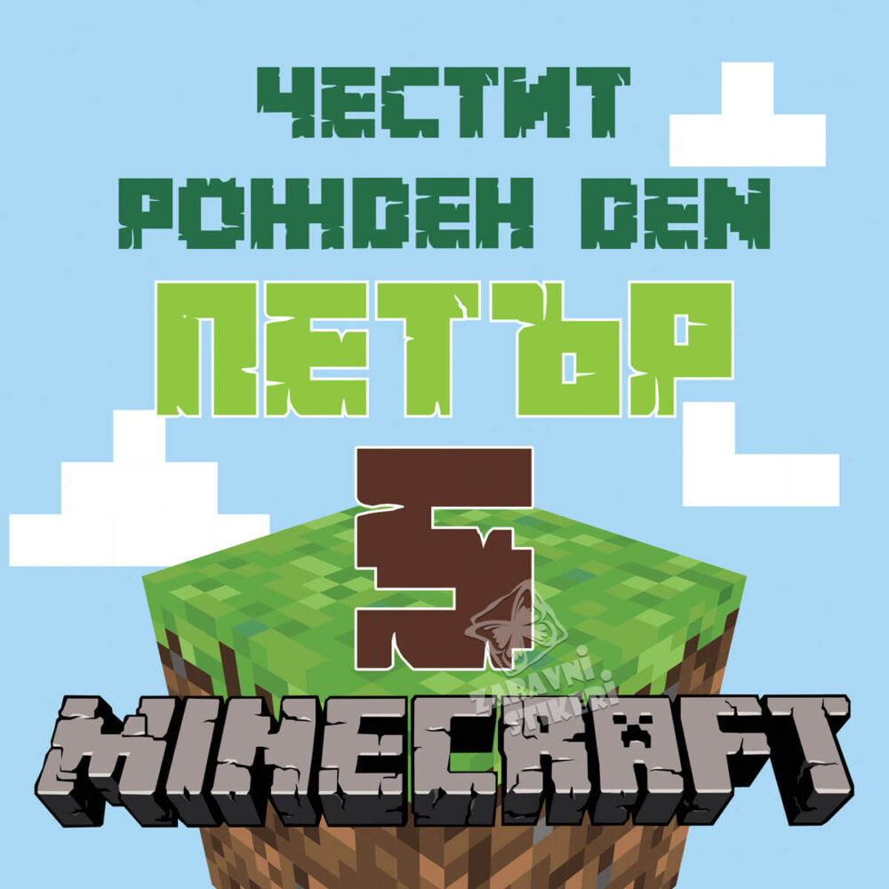 Винил за рожден ден Minecraft Zemya за фото фон и парти декорация